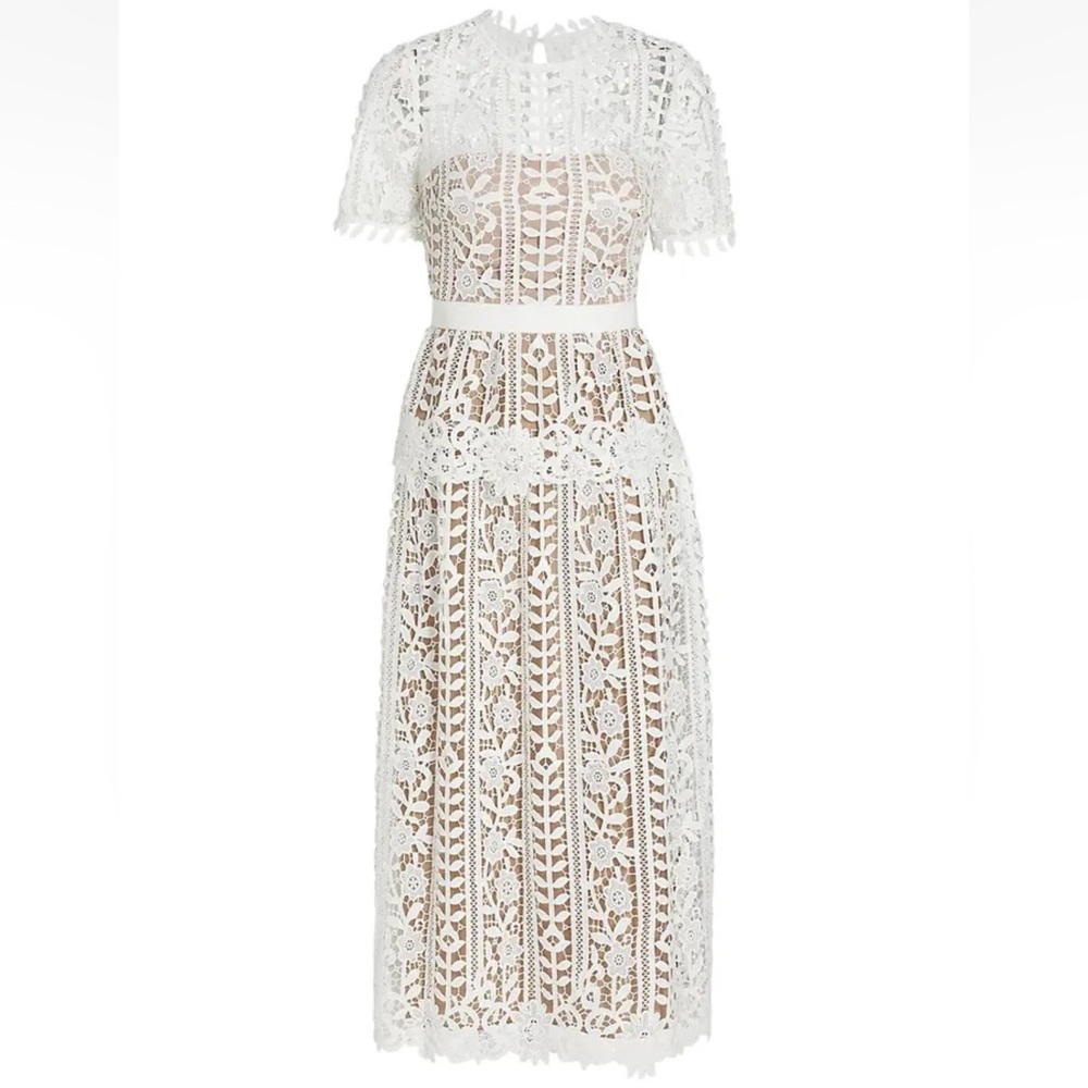 Like New Self Portrait White Lace Giupure Dress US Size 6